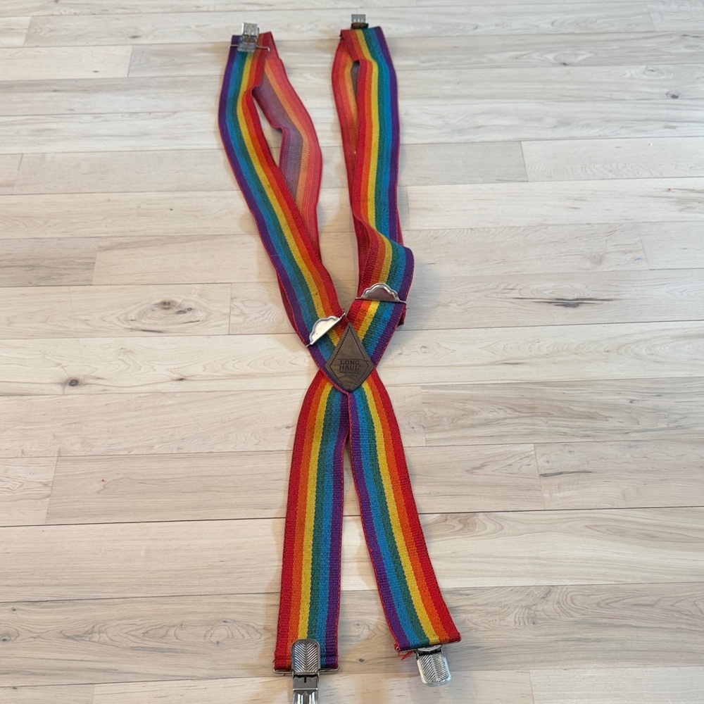 Vintage 70s 80s Long Haul Rainbow Suspenders